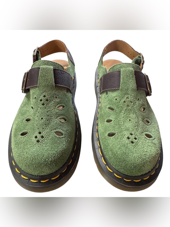Shoes - Dr Martens Made In England Green suede w/ Brown Leather straps Women’s US7 NWT